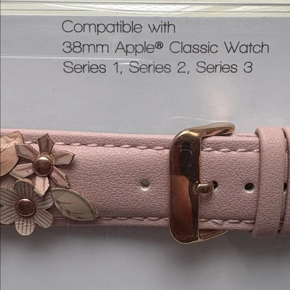 Floral Appliqué Pink Watch Strap - fits Apple Watch 38mm Series 1, 2, 3 - Picture 9 of 13